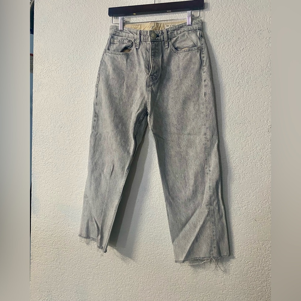 Rag & Bone Light Grey wash Maya High rise ankle slim jeans with a cut hem